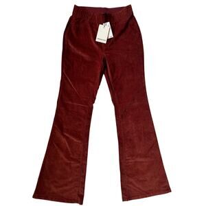 NWT Rust Corduroy Pull-On Flare Pants Elastic Waist Boho 70s Retro Earthy Small